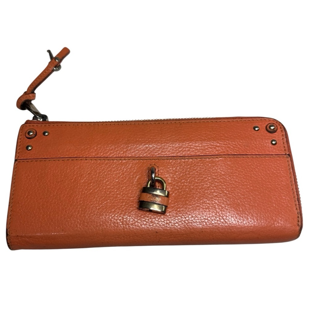 Pre-Loved Women’s Paddington Leather Chloe Long Continental Wallet. Orange/Coral
